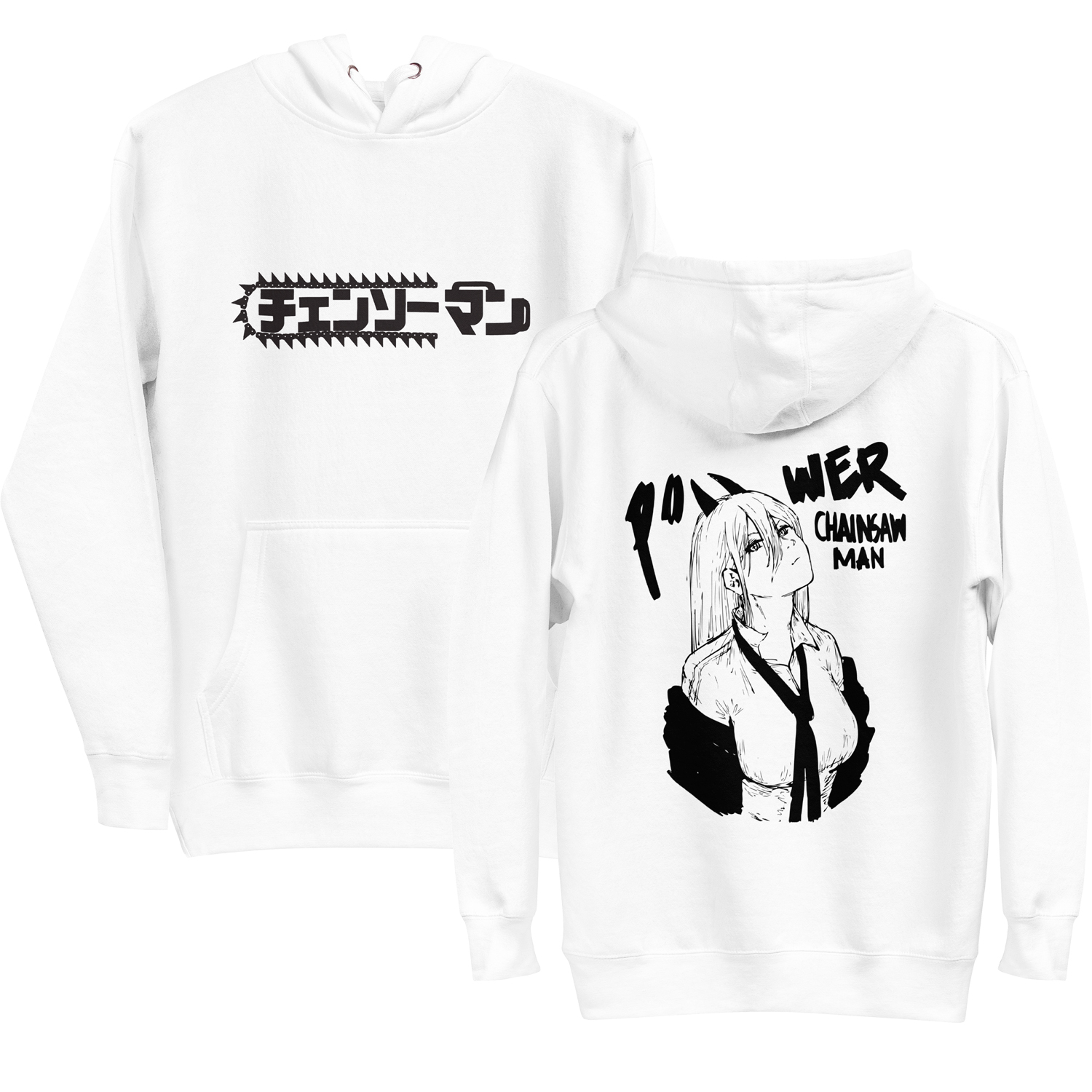 sudadera anime chainsaw man blanca