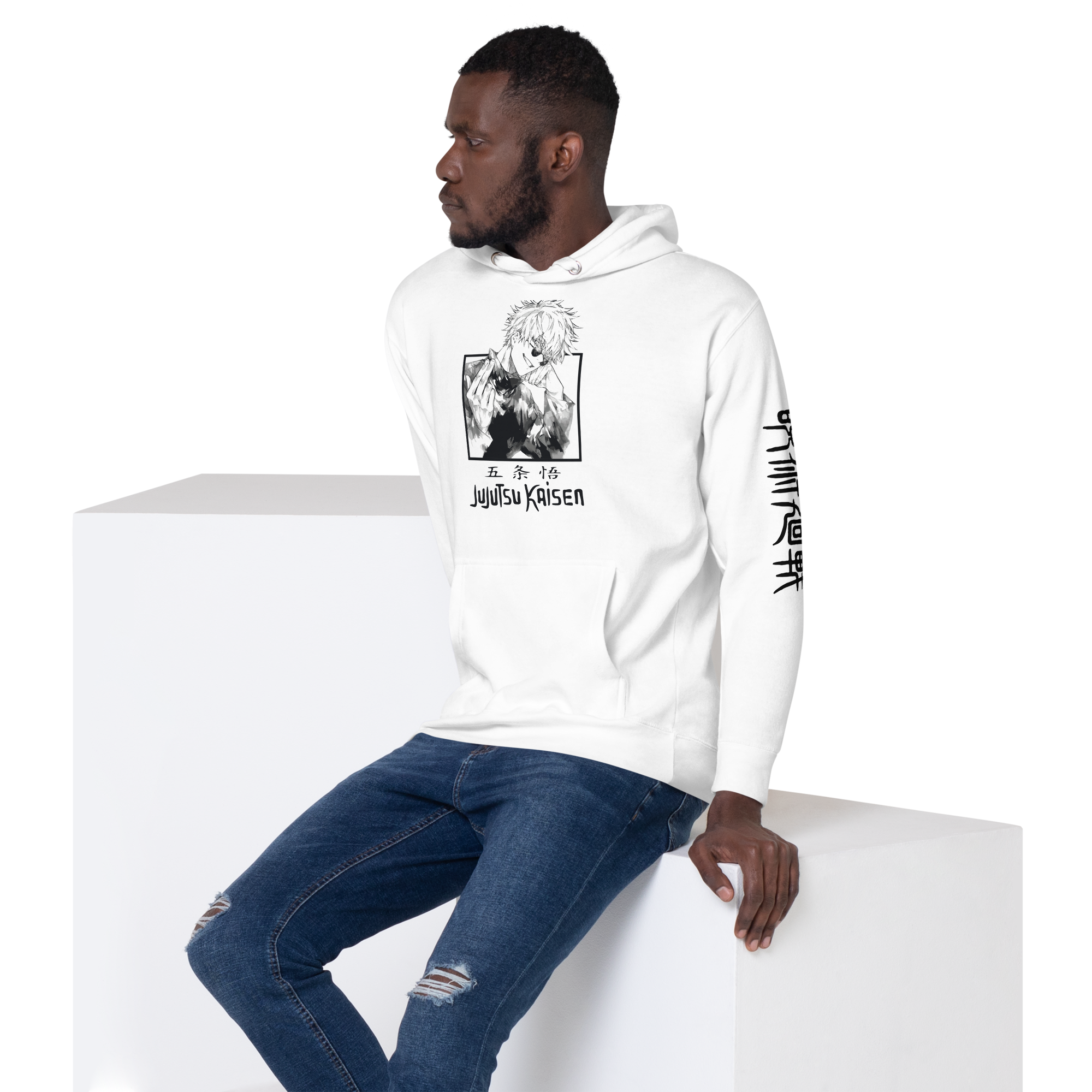 sudadera satoru gojo blanca hombre