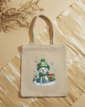 Bolsa de tela navidad Muñeco de nieve verde