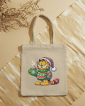Bolsa de tela navidad Gato Naranja Perezoso