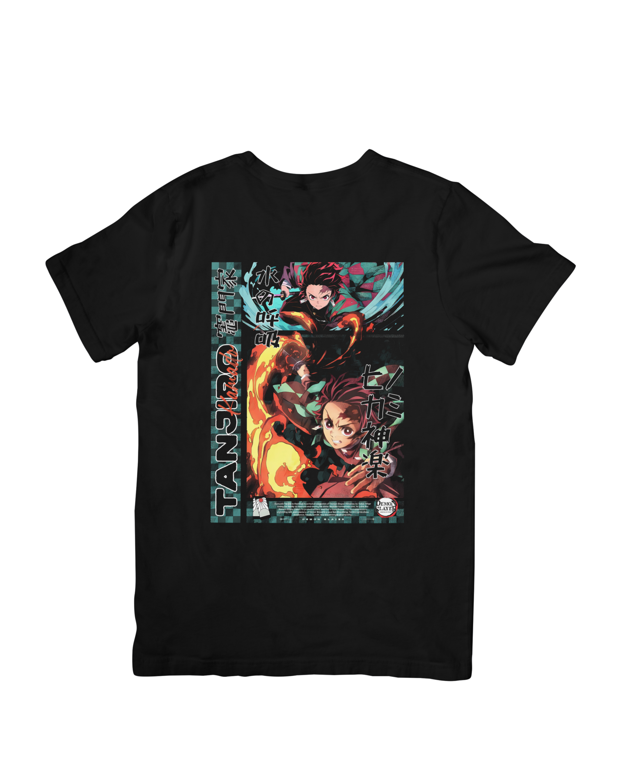 camiseta negra de Tanjiro Kamado de Demon Slayer