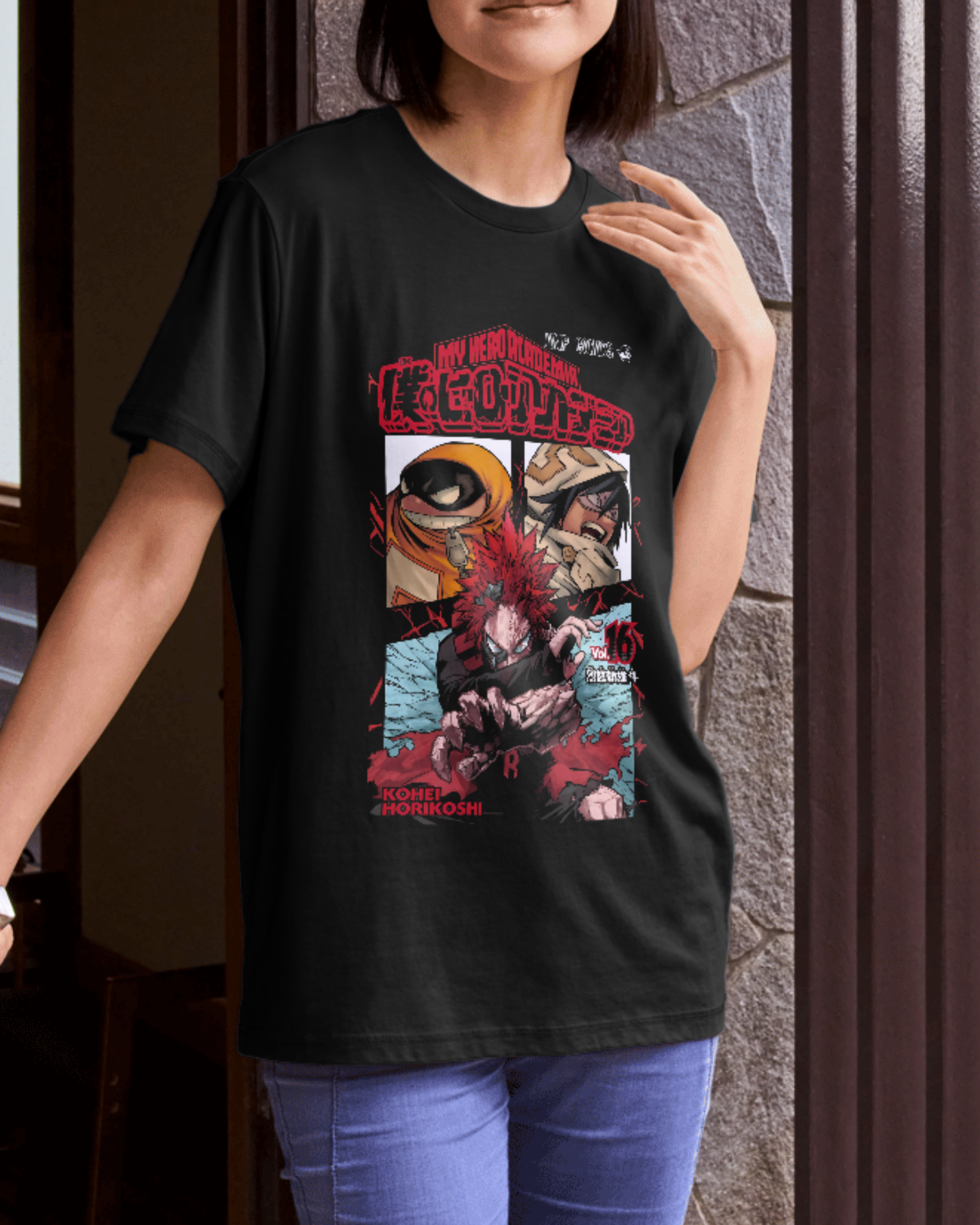 camiseta negra de my hero academia