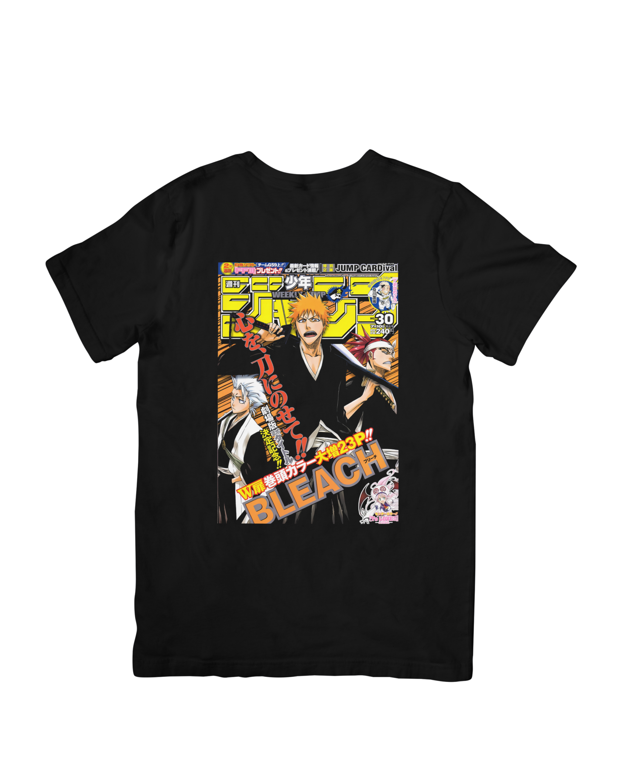 camiseta negra bleach con diseño de ichigo kurosaki estilo manga