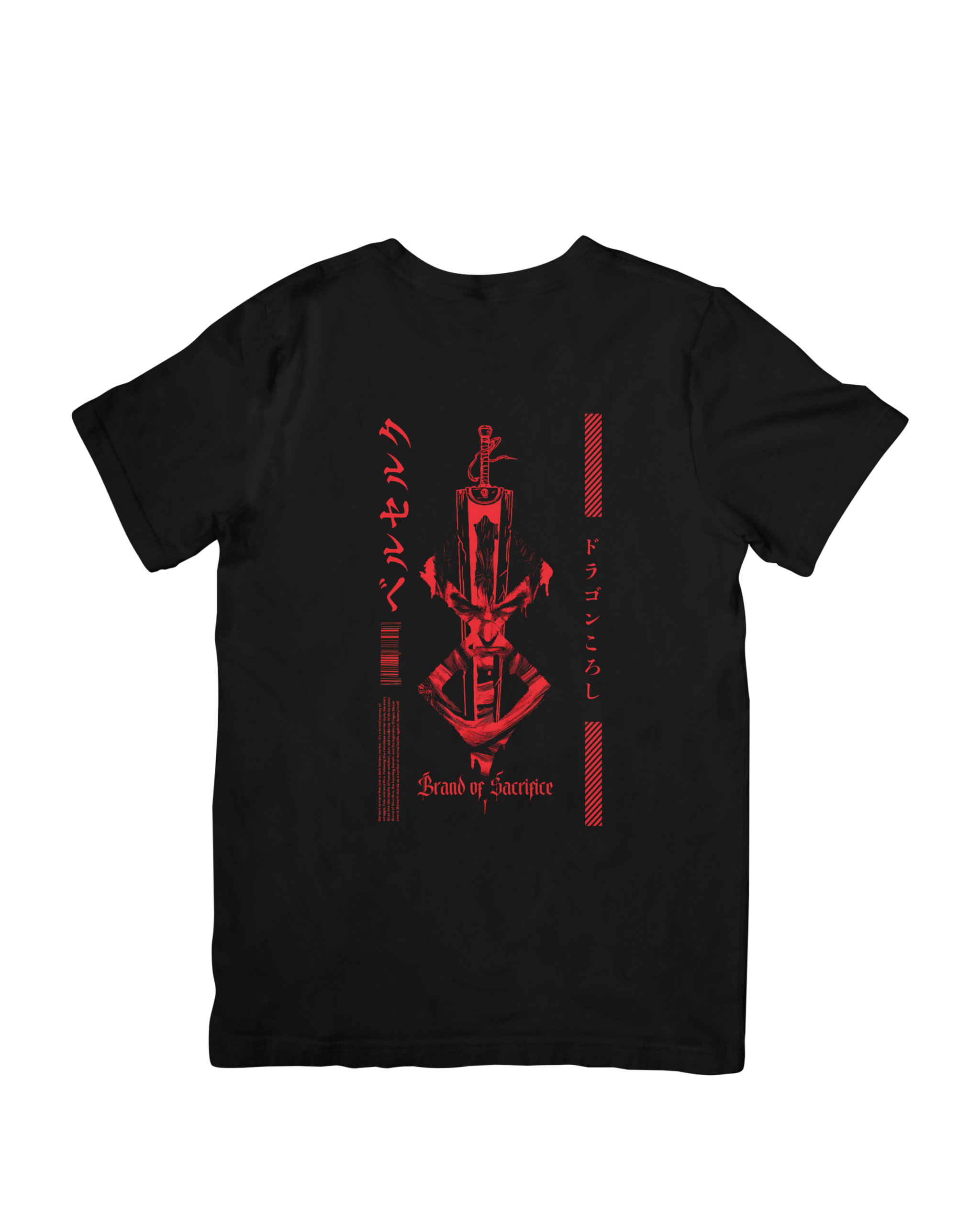 camiseta negra berserk con diseño de la marca del sacrificio