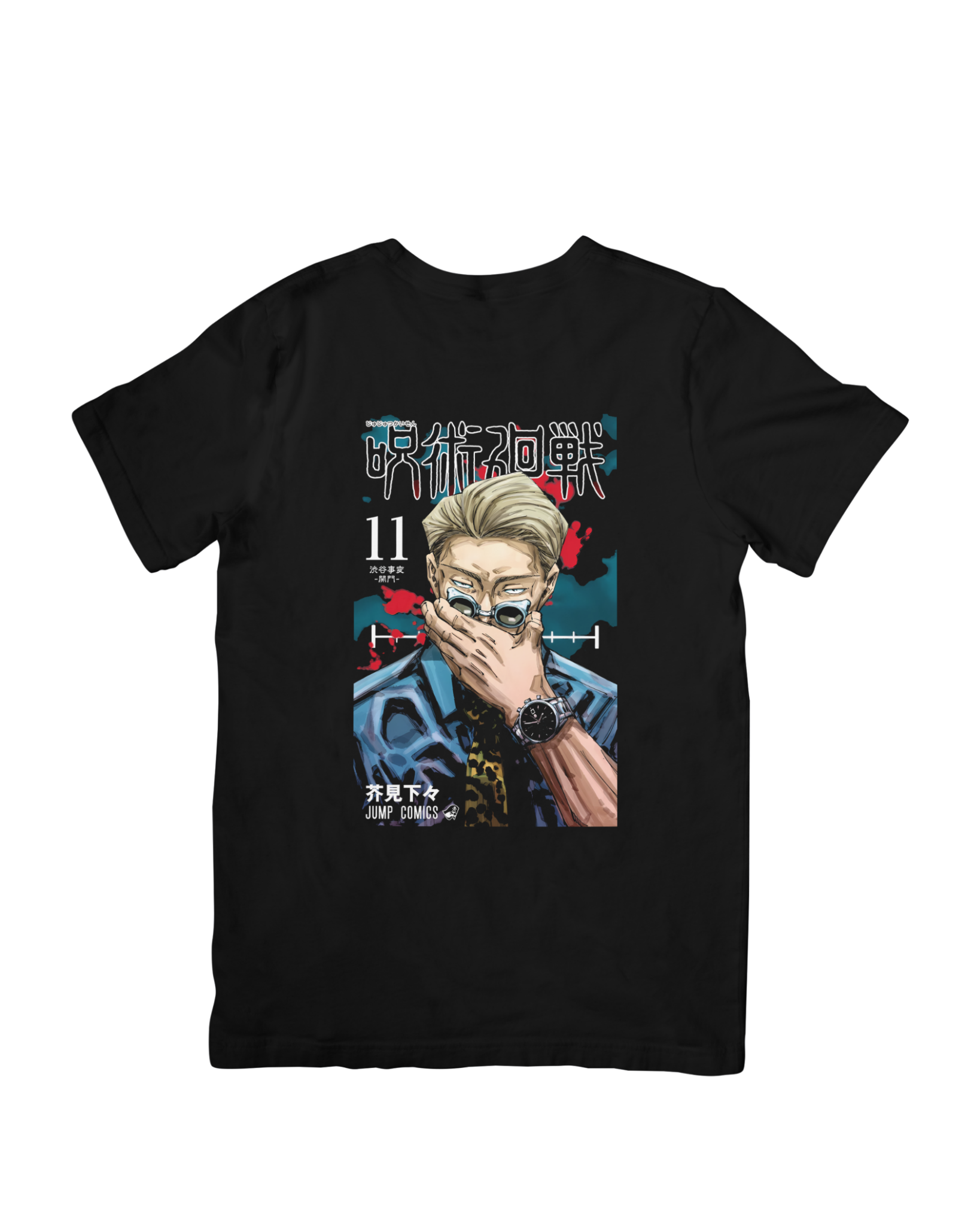 Camiseta negra Jujutsu Kaisen con diseño de Kento Nanami